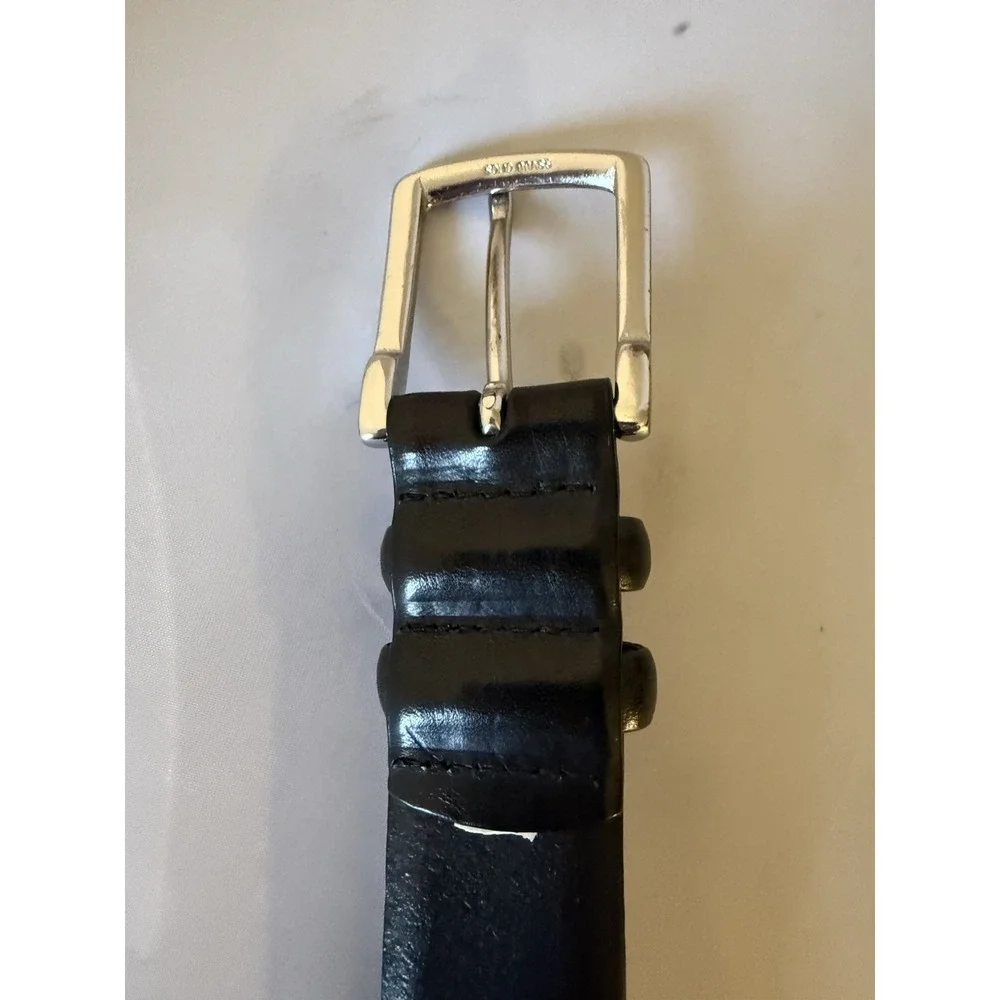 Polo Ralph Lauren Engine-Turned Belt 40/100 Black Italian Leather 2110754-001